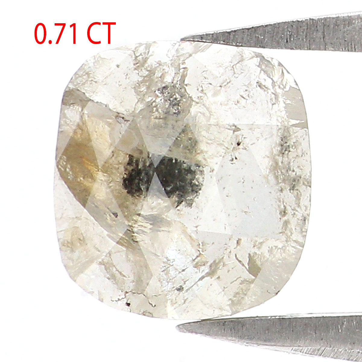 0.71 CT Natural Loose Cushion Shape Diamond Salt And Pepper Cushion Diamond 6.50 MM Natural Black Grey Color Cushion Rose Cut Diamond LQ7008
