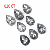 Natural Loose Pear Salt And Pepper Diamond Black Grey Color 0.93 CT 3.50 MM Pear Shape Rose Cut Diamond L1295