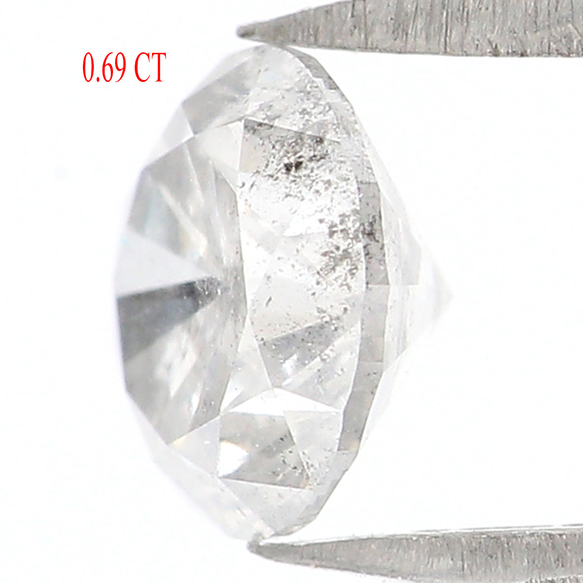 Natural Loose Round Salt And Pepper Diamond Black Grey Color 0.69 CT 5.50 MM Round Brilliant Cut Diamond L482