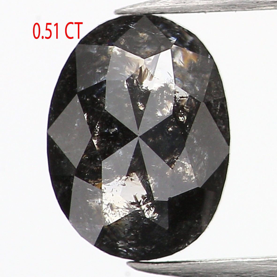 0.51 CT Natural Loose Oval Shape Diamond Salt And Pepper Oval Rose Cut Diamond 5.60 MM Black Grey Color Oval Shape Rose Cut Diamond QK2334