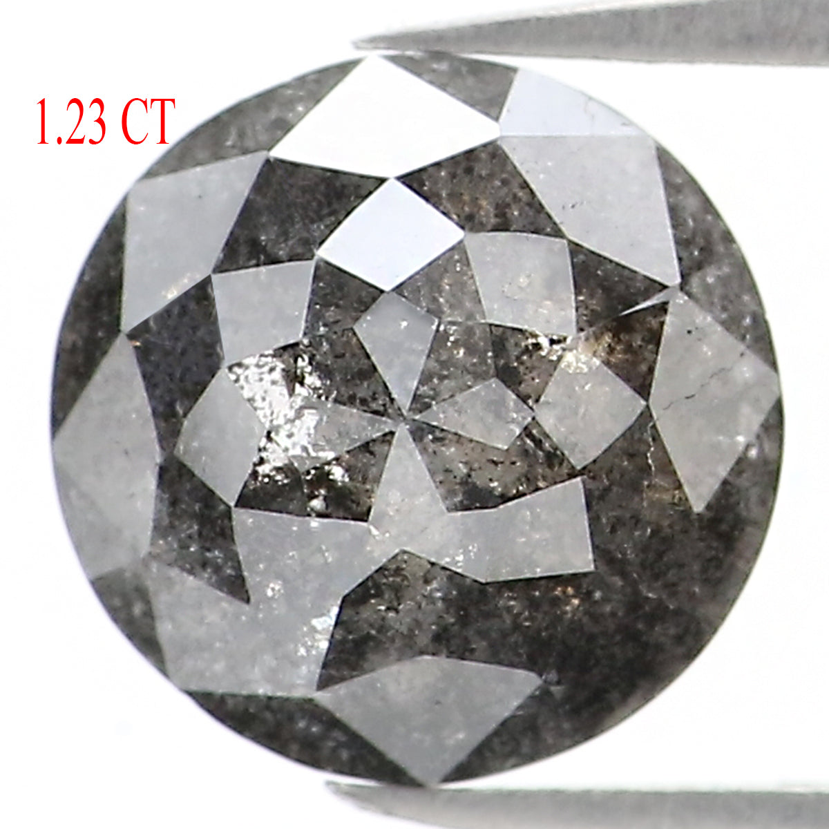 1.23 Ct Natural Loose Round Rose Cut Diamond Black Color Rose Cut Diamond 6.80 MM Natural Loose Salt And Pepper Rose Cut Diamond LQ1167