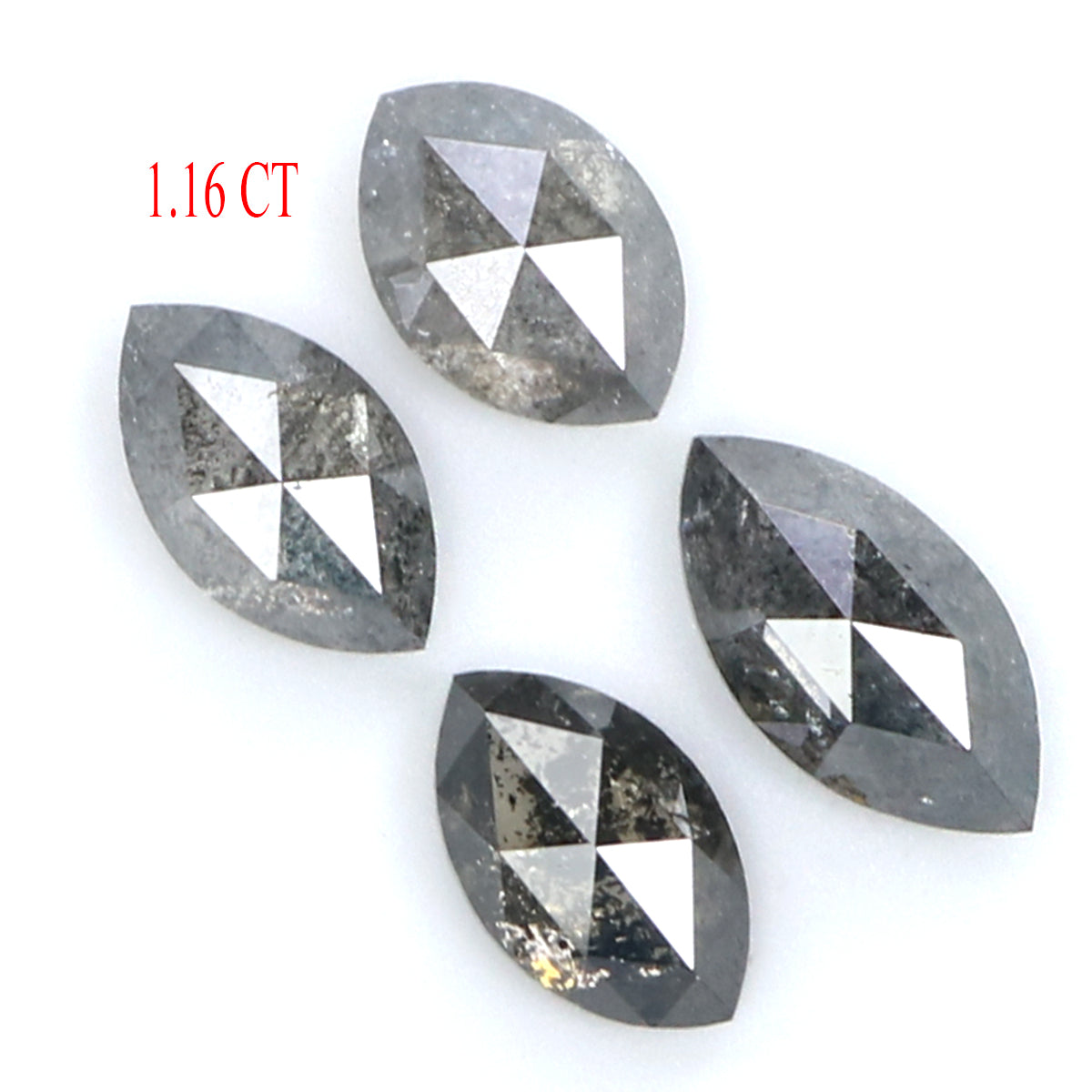 Natural Loose Marquise Salt And Pepper Diamond Black Grey Color 1.16 CT 4.65 MM Marquise Shape Rose Cut Diamond KDL8835