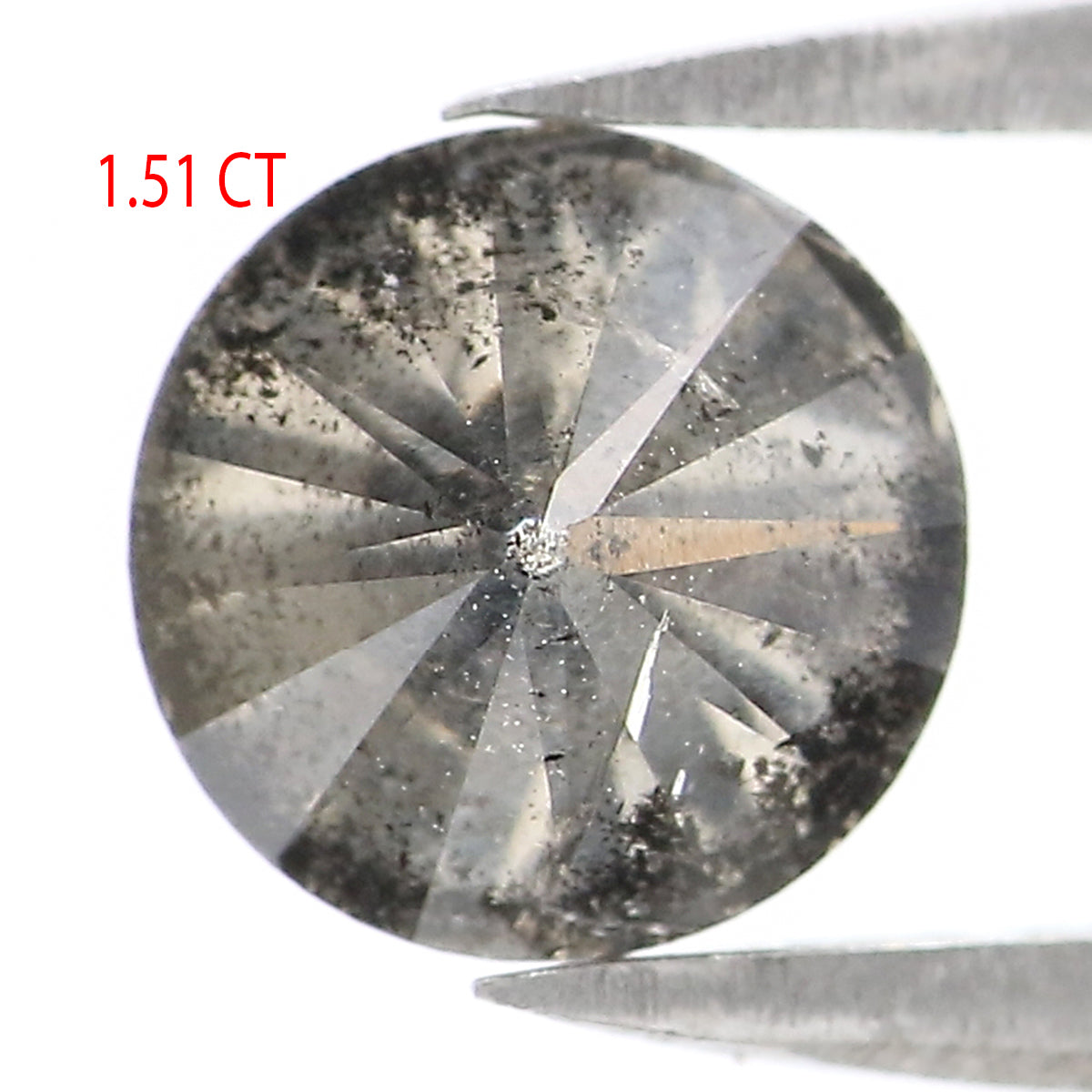 1.51 CT Natural Loose Round Shape Diamond Black Grey Color Round Cut Diamond 6.60 MM Salt And Pepper Round Brilliant Cut Diamond QL8399