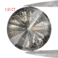 Natural Loose Round Salt And Pepper Diamond Black Grey Color 1.51 CT 6.60 MM Round Brilliant Cut Diamond KDL8399