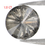 Natural Loose Round Salt And Pepper Diamond Black Grey Color 1.51 CT 6.60 MM Round Brilliant Cut Diamond KDL8399
