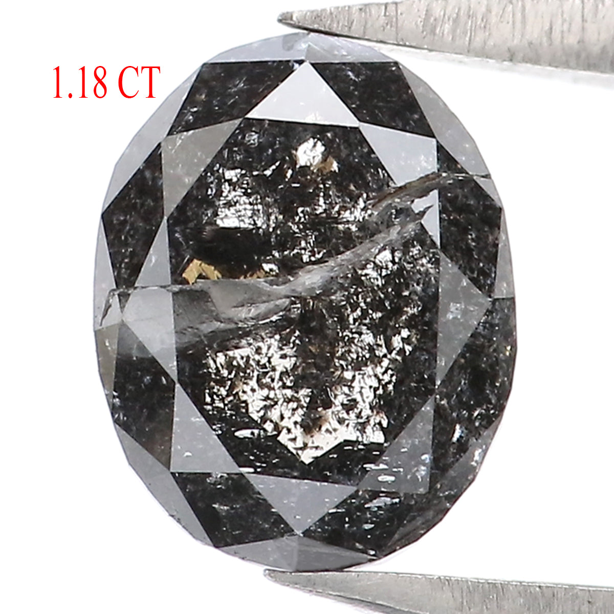 1.18 Ct Natural Loose Oval Shape Diamond Salt And Pepper Oval Diamond 7.45 MM Natural Diamond Black Grey Color Oval Rose Cut Diamond QL2273