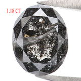 Natural Loose Oval Salt And Pepper Diamond Black Grey Color 1.18 CT 7.45 MM Oval Shape Rose Cut Diamond KDL2273