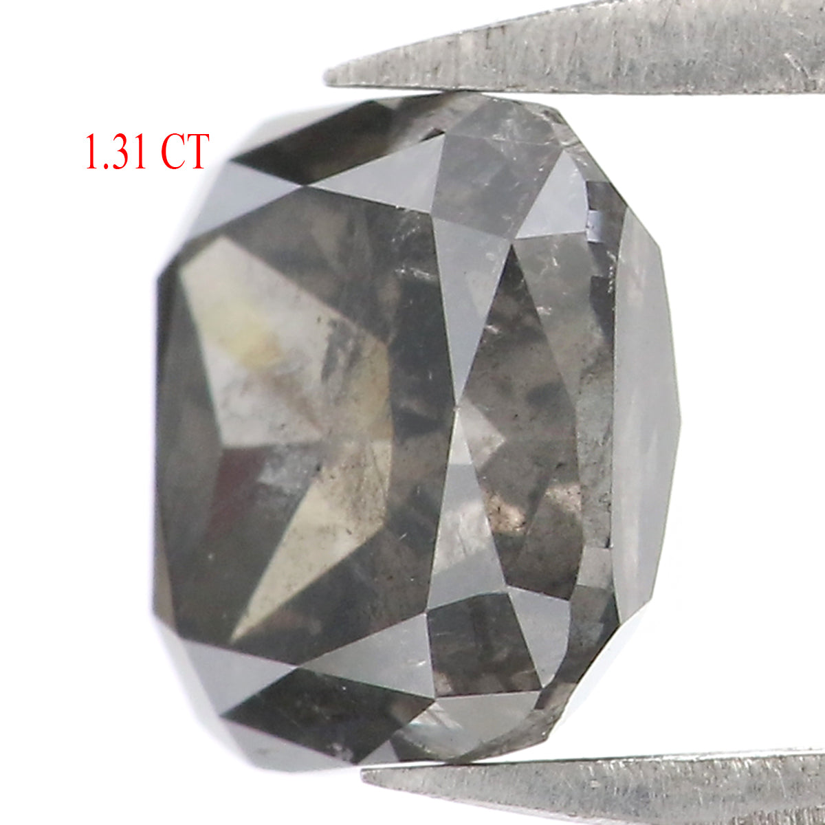 1.31 CT Natural Loose Cushion Shape Diamond Black Grey Cushion Diamond 6.05 MM Natural Black Grey Color Cushion Brilliant Cut Diamond QL1905