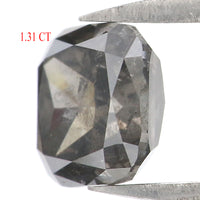 Natural Loose Cushion Salt And Pepper Diamond Black Grey Color 1.31 CT 6.05 MM Cushion Shape Rose Cut Diamond KDL1905