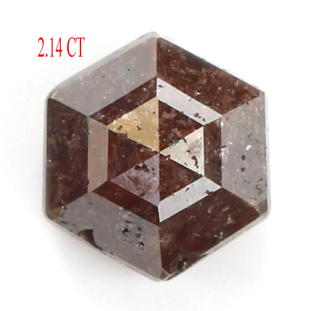 Natural Loose Hexagon Brown Color Diamond 2.14 CT 7.80 MM Hexagon Shape Rose Cut Diamond KR2102