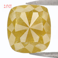 Natural Loose Cushion Yellow Color Diamond 2.17 CT 7.80 MM Cushion Shape Rose Cut Diamond KR1063