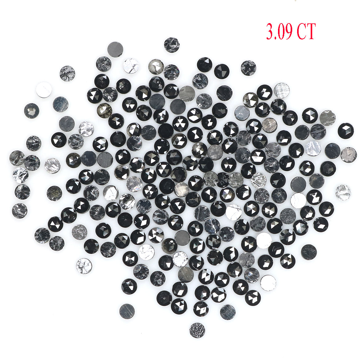 3.09 CT Natural Loose Round Rose Cut Diamond Black Color Round Shape Diamond 1.60 MM Natural Loose Black Color Round Rose Cut Diamond LQ1885