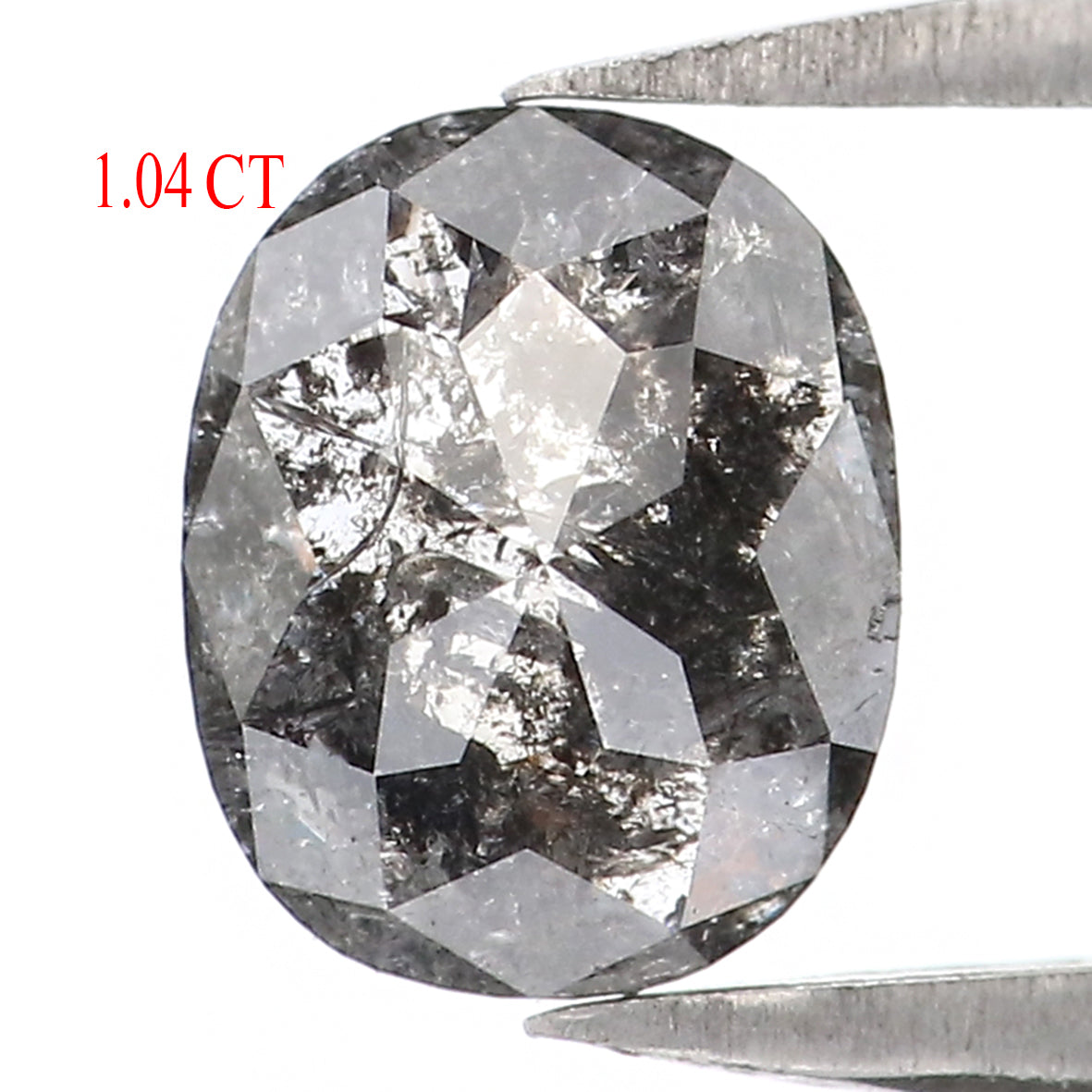 Natural Loose Oval Salt And Pepper Diamond Black Grey Color 1.04 CT 6.85 MM Oval Shape Rose Cut Diamond L2015