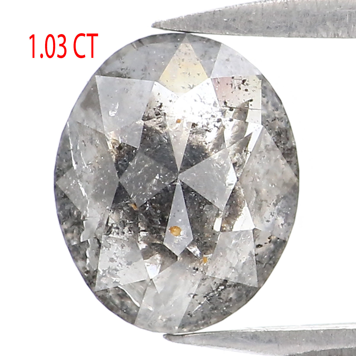 Natural Loose Oval Salt And Pepper Diamond Black Grey Color 1.03 CT 7.31 MM Oval Shape Rose Cut Diamond L2208