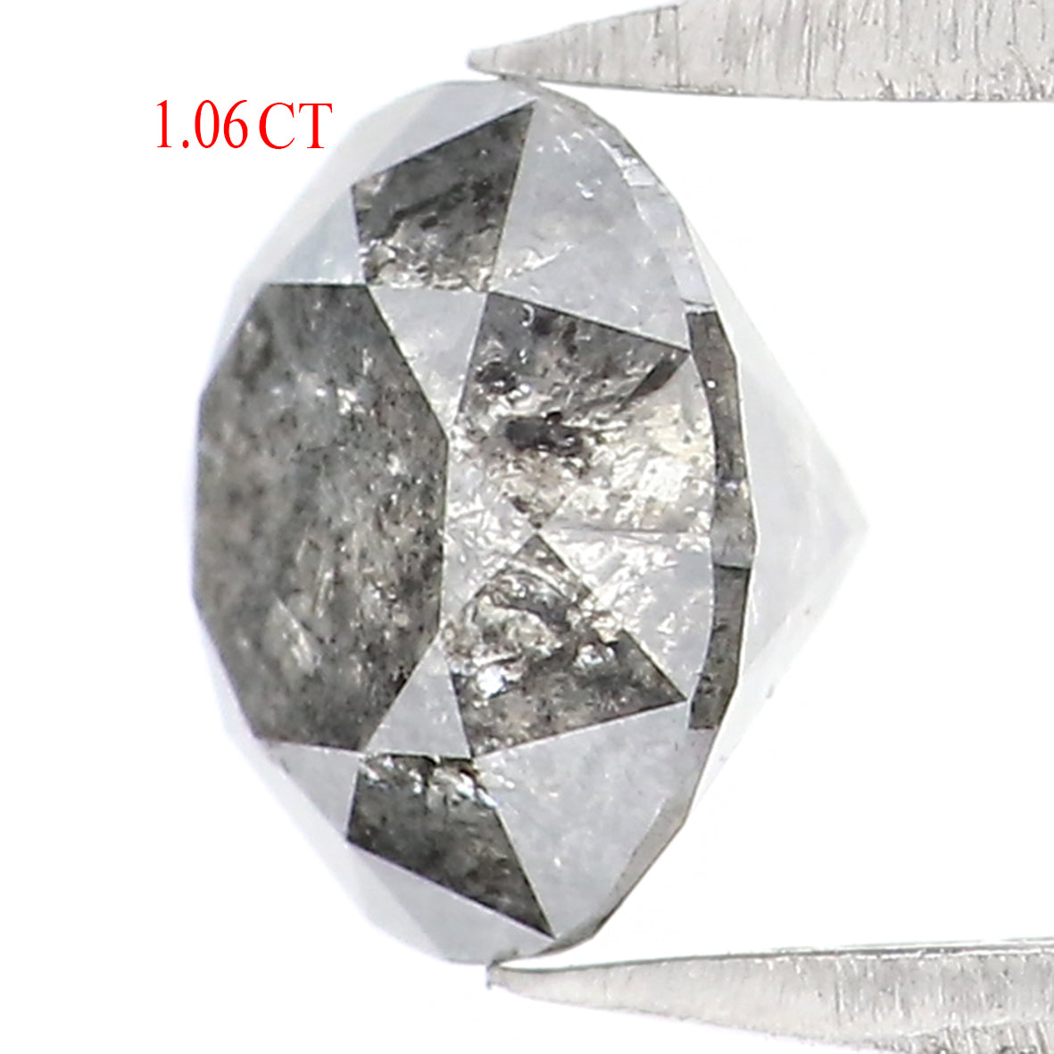 Natural Loose Round Salt And Pepper Diamond Black Grey Color 1.06 CT 6.05 MM Round Brilliant Cut Diamond L2037