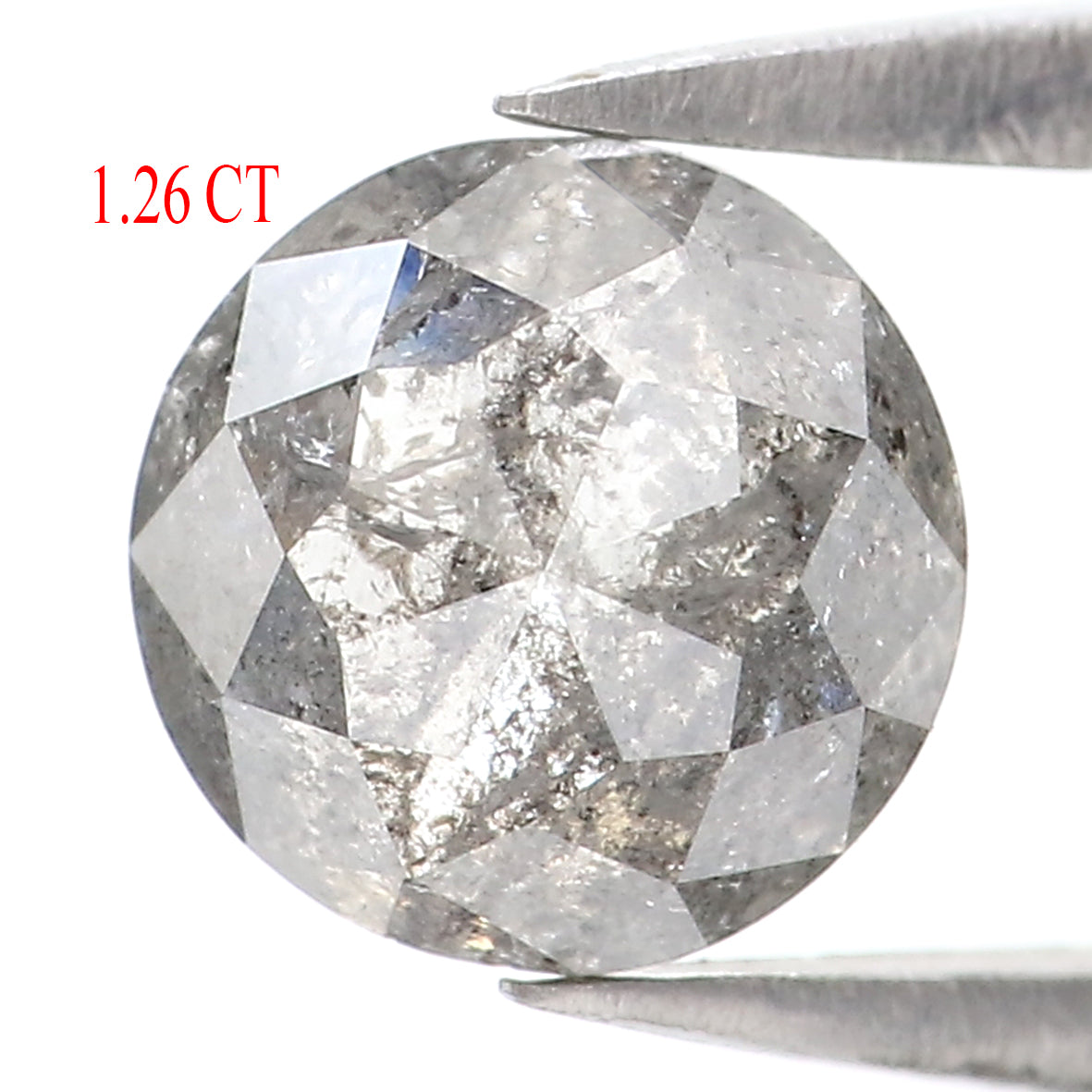 1.26 Ct Natural Loose Round Rose Cut Diamond Black Grey Color Rose Cut Diamond 6.35 MM Natural Loose Salt And Pepper Rose Cut Diamond LQ1909