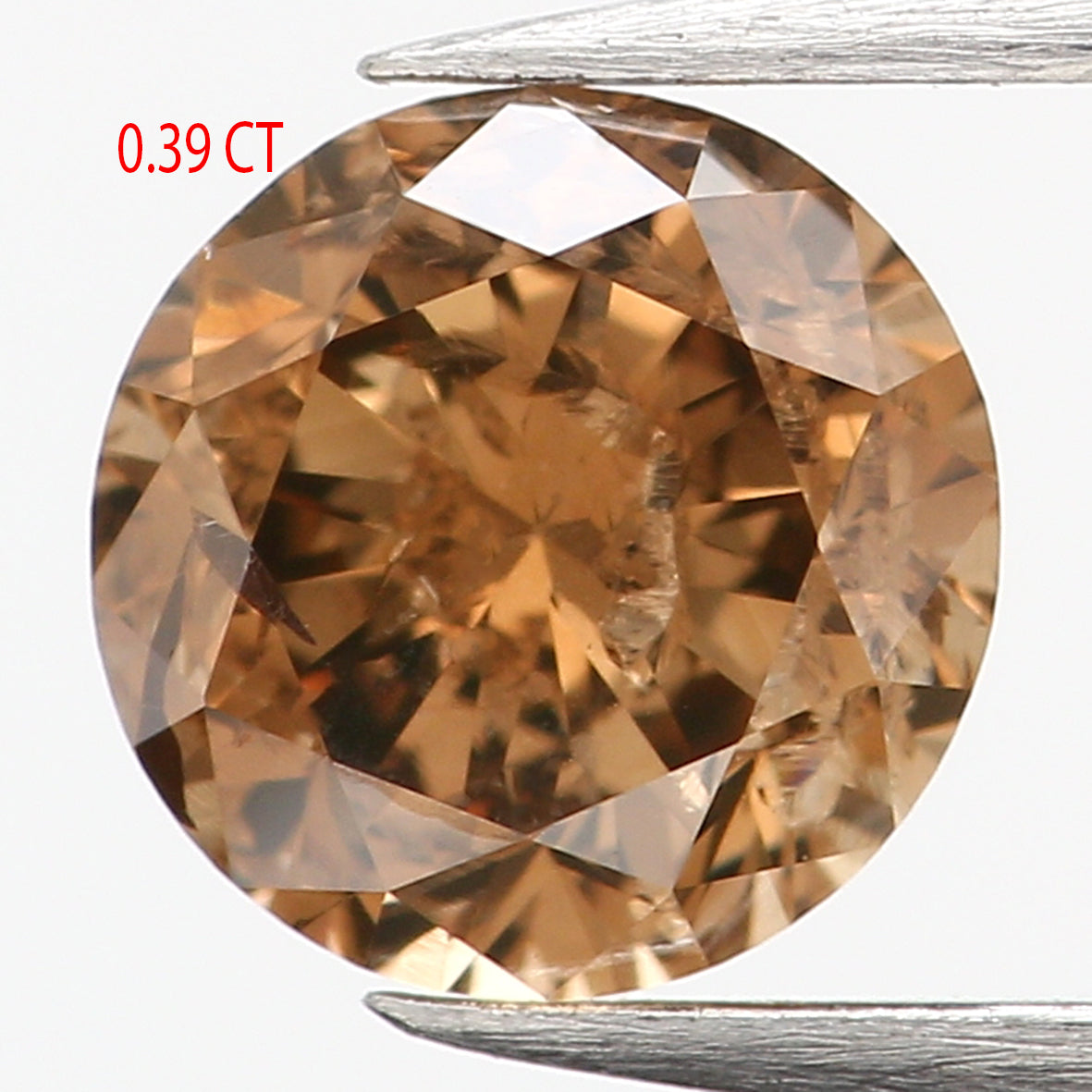 0.39 Ct Natural Loose Diamond, Brown Diamond, Round Diamond, Round Brilliant Cut Diamond, Sparkling Diamond, Rustic Diamond, L672
