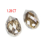 Natural Loose briolette Brown Color Diamond 1.28 CT 5.25 MM Drop Shape Rose Cut Diamond L148