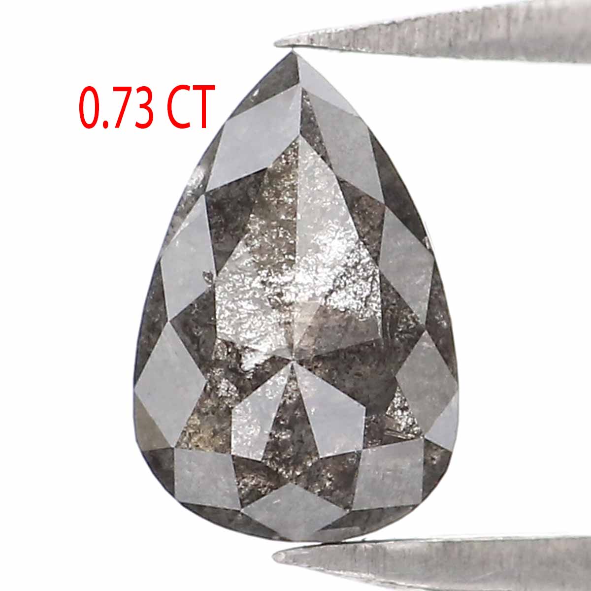 0.73 CT Natural Loose Pear Shape Diamond Salt And Pepper Pear Rose Cut Diamond 6.85 MM Black Grey Color Pear Shape Rose Cut Diamond LQ2342