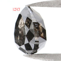 Natural Loose Pear Salt And Pepper Diamond Black Color 1.23 CT 6.50 MM Pear Shape Rose Cut Diamond KR1806