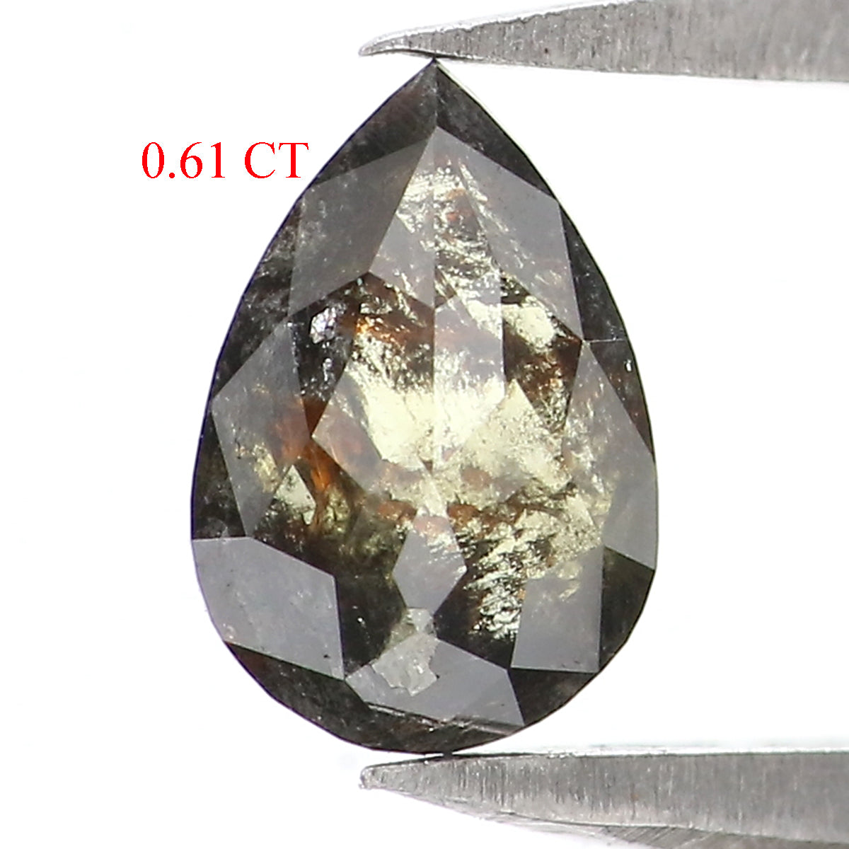 0.61 CT Natural Loose Pear Shape Diamond Salt And Pepper Pear Rose Cut Diamond 6.90 MM Natural Black Grey Color Pear Shape Diamond QL2732