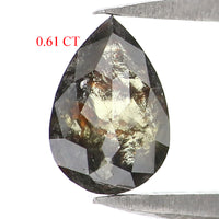 Natural Loose Pear Diamond, Salt And Pepper Pear Diamond, Natural Loose Diamond, Pear Rose Cut Diamond, 0.61 CT Pear Cut Diamond KDL2732