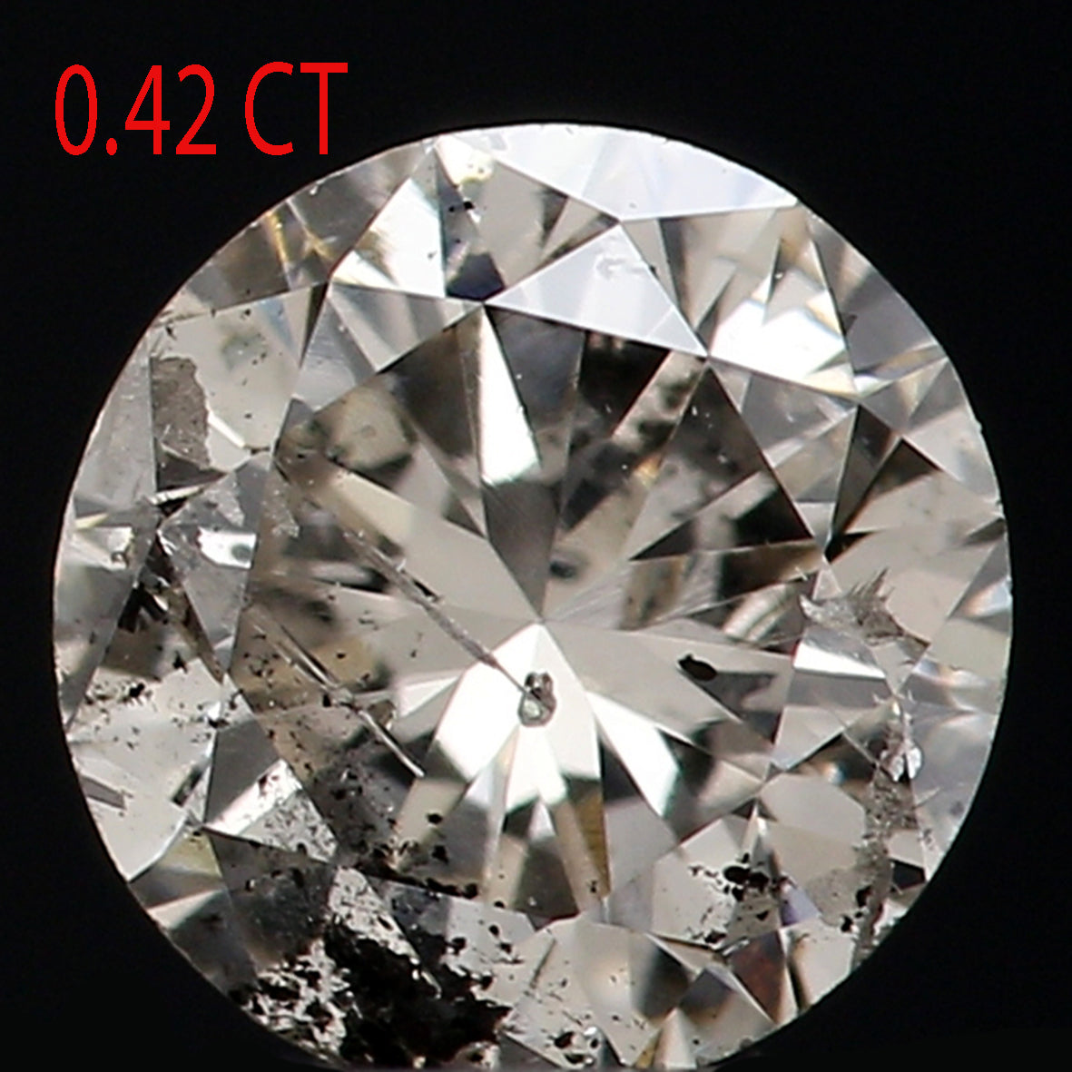 0.42 Ct Natural Loose Diamond, White Diamond, Round Diamond, Round Brilliant Cut Diamond, Sparkling Diamond, Rustic Diamond L027