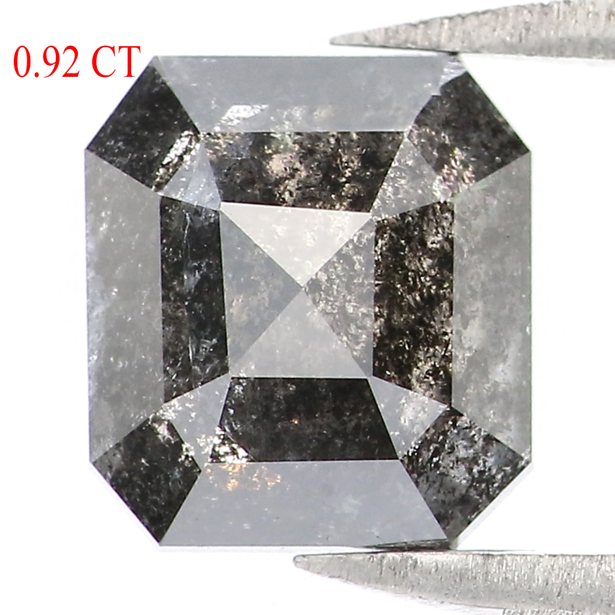 0.92 CT Natural Loose Emerald Shape Diamond Salt And Pepper Emerald Shape Diamond 6.35 MM Black Grey Color Emerald Rose Cut Diamond QK1648