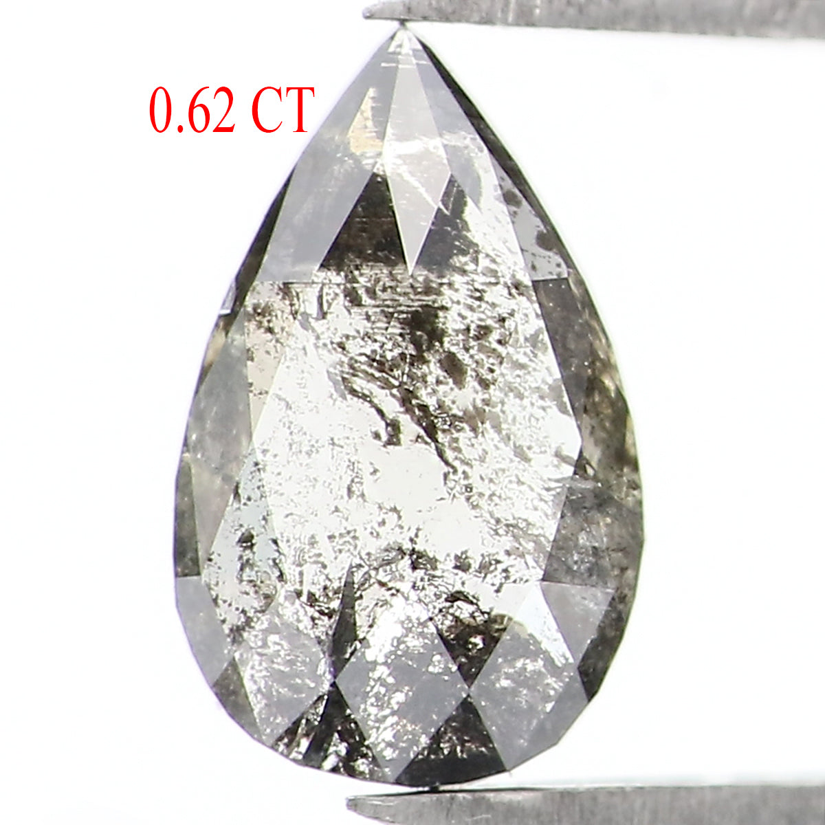 0.62 CT Natural Loose Pear Shape Diamond Salt And Pepper Pear Rose Cut Diamond 8.20 MM Natural Black Grey Color Pear Shape Diamond QL1574