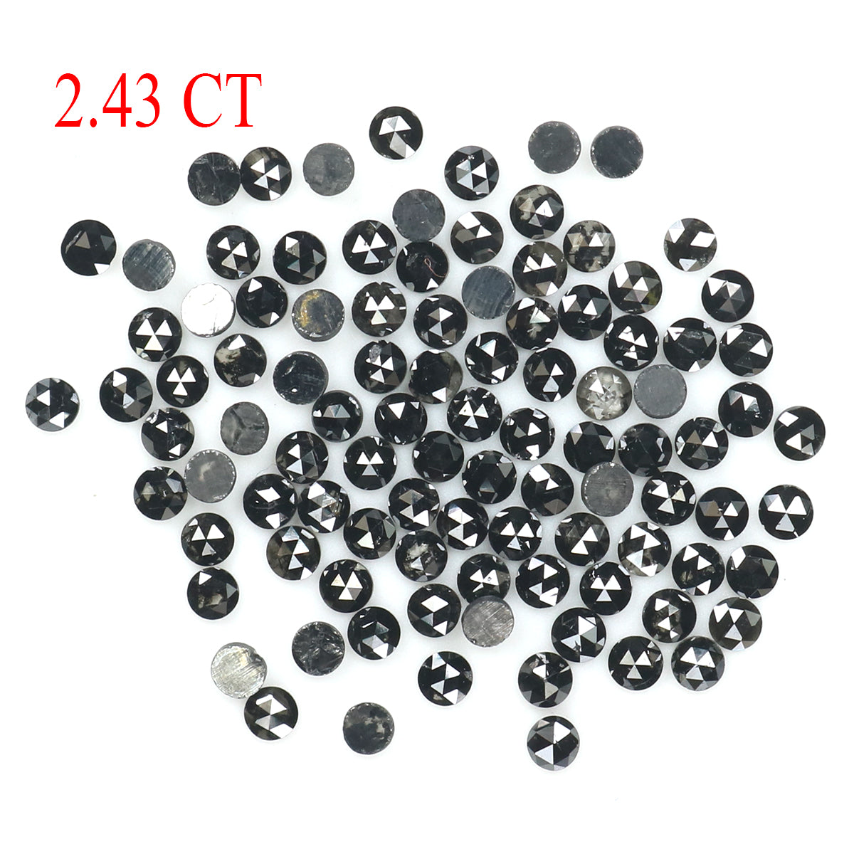 Natural Loose Round Rose Cut Diamond Black Color 2.43 CT 1.80 MM Rose Cut Shape Diamond L1879