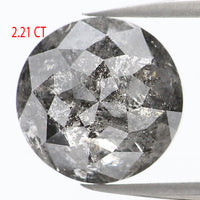 Natural Loose Rose Cut Salt And Pepper Diamond Black Grey Color 2.21 CT 8.00 MM Rose Cut Shape Diamond KDL1093