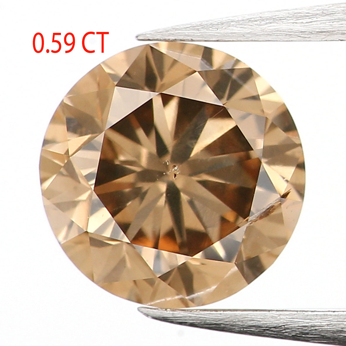0.59 Ct Natural Loose Diamond, Brown Diamond, Round Diamond, Round Brilliant Cut Diamond, Sparkling Diamond, Rustic Diamond, L631