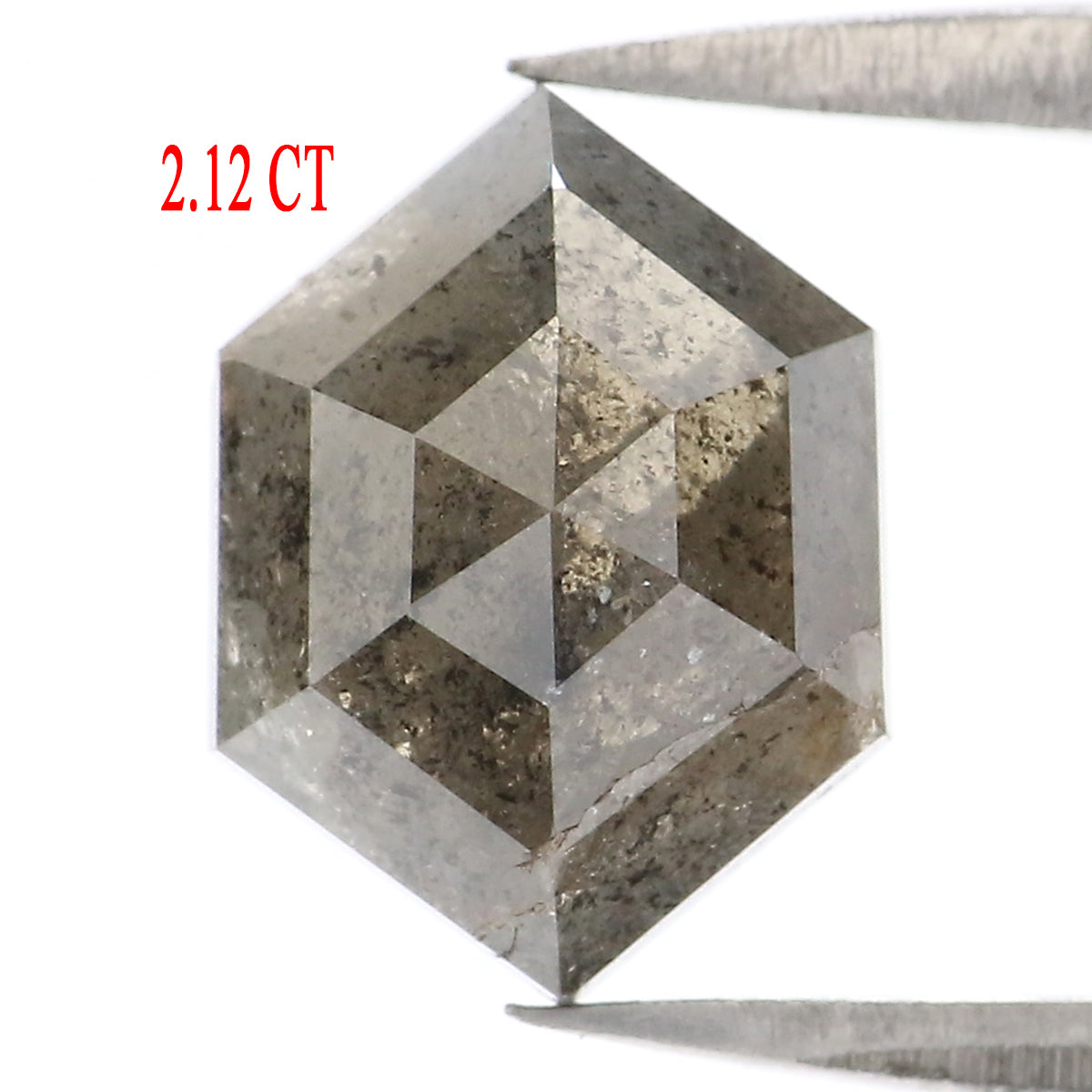 2.12 CT Natural Loose Hexagon Shape Diamond Grey Color Hexagon Cut Diamond 9.60 MM Natural Loose Green Color Hexagon Rose Cut Diamond LQ7878