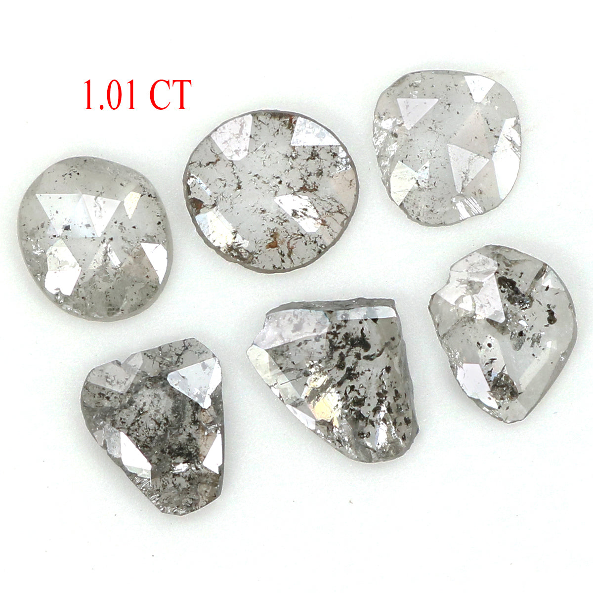 1.01 Ct Natural Loose Slice Shape Diamond Salt And Pepper Slice Cut Diamond 4.30 MM Natural Black Grey Diamond Irregular Cut Diamond LQ1511
