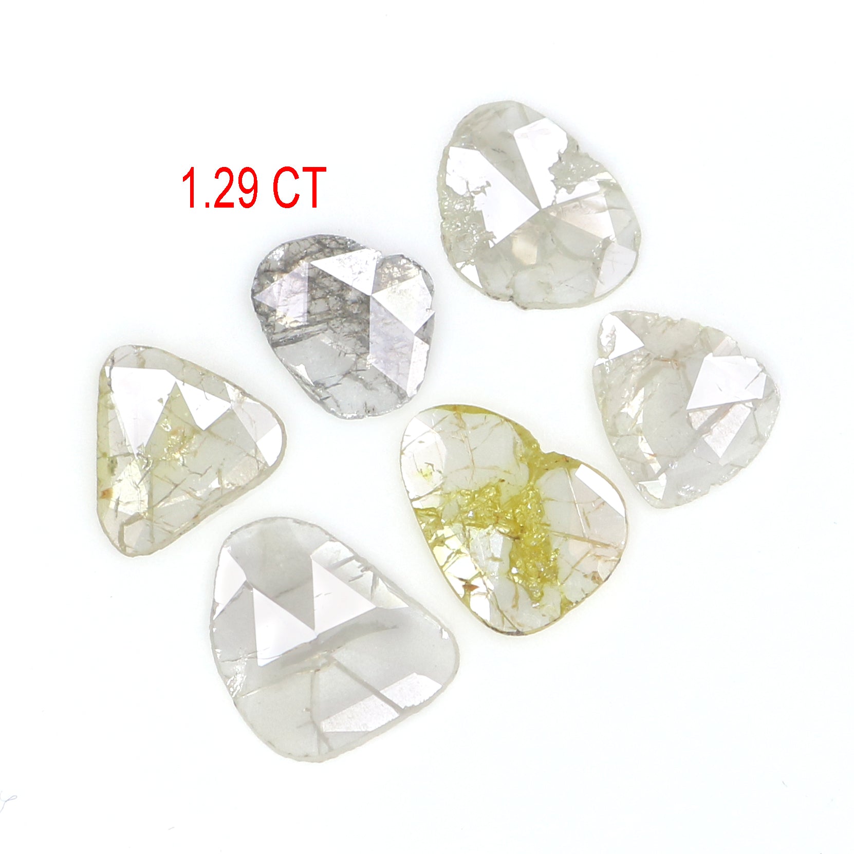 1.29 CT Natural Loose Slice Shape Diamond Yellow Color Slice Diamond 6.65 MM Natural Loose Grey Diamond Slice Irregular Cut Diamond LQ2621