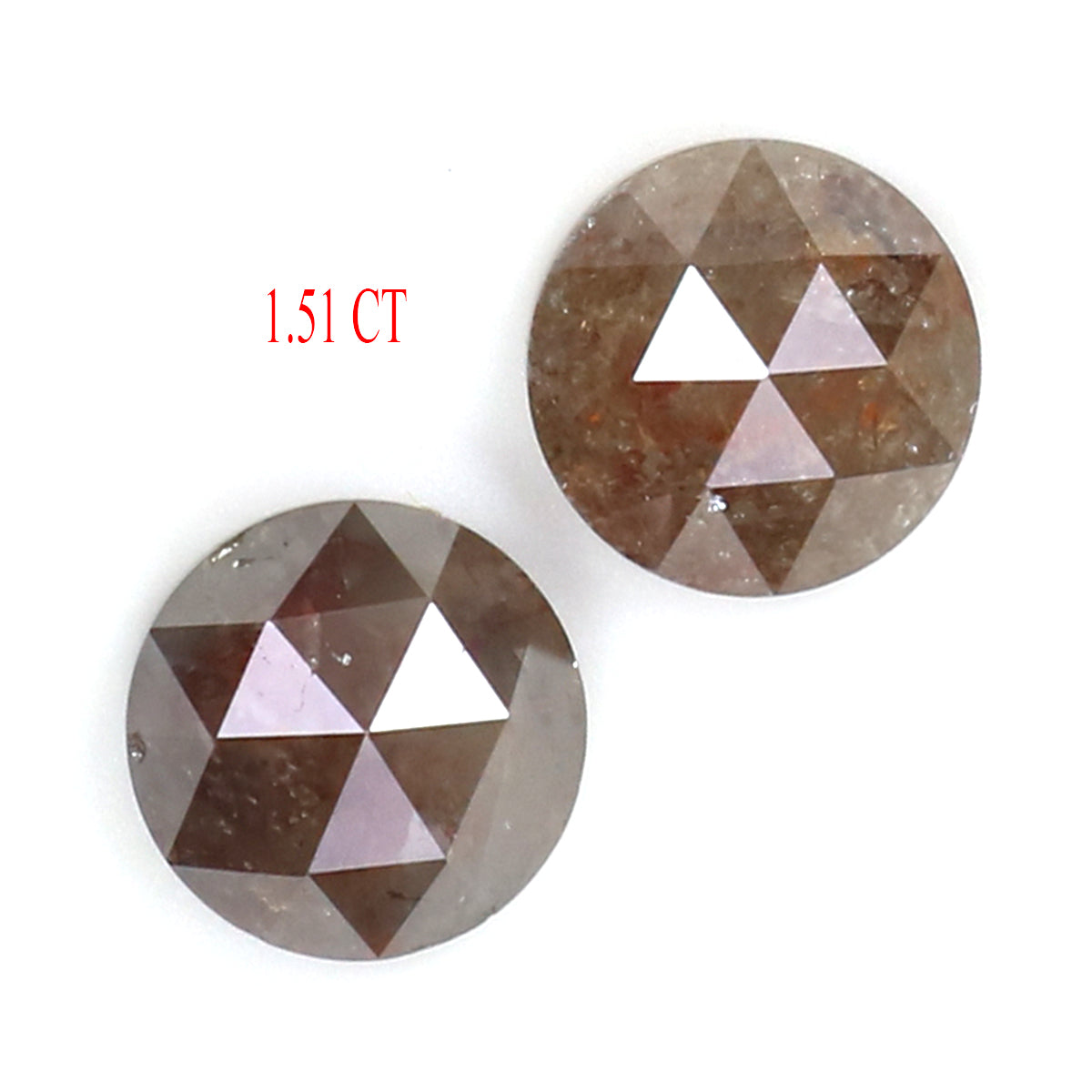 1.51 CT Natural Loose Round Rose Cut Pair Diamond Brown Color Round Shape Diamond 5.40 MM Natural Grey Color Round Rose Cut Diamond LQ7794