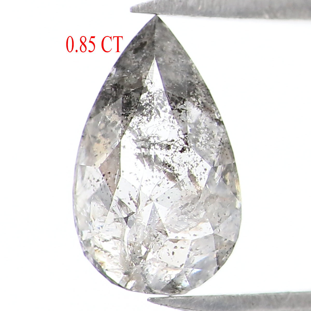 Natural Loose Pear Salt And Pepper Diamond Black Grey Color 0.85 CT 8.05 MM Pear Shape Rose Cut Diamond L1602