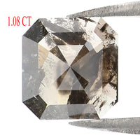 Natural Loose Radiant Salt And Pepper Diamond Black Grey Color 1.08 CT 7.10 MM Radiant Shape Rose Cut Diamond L7439