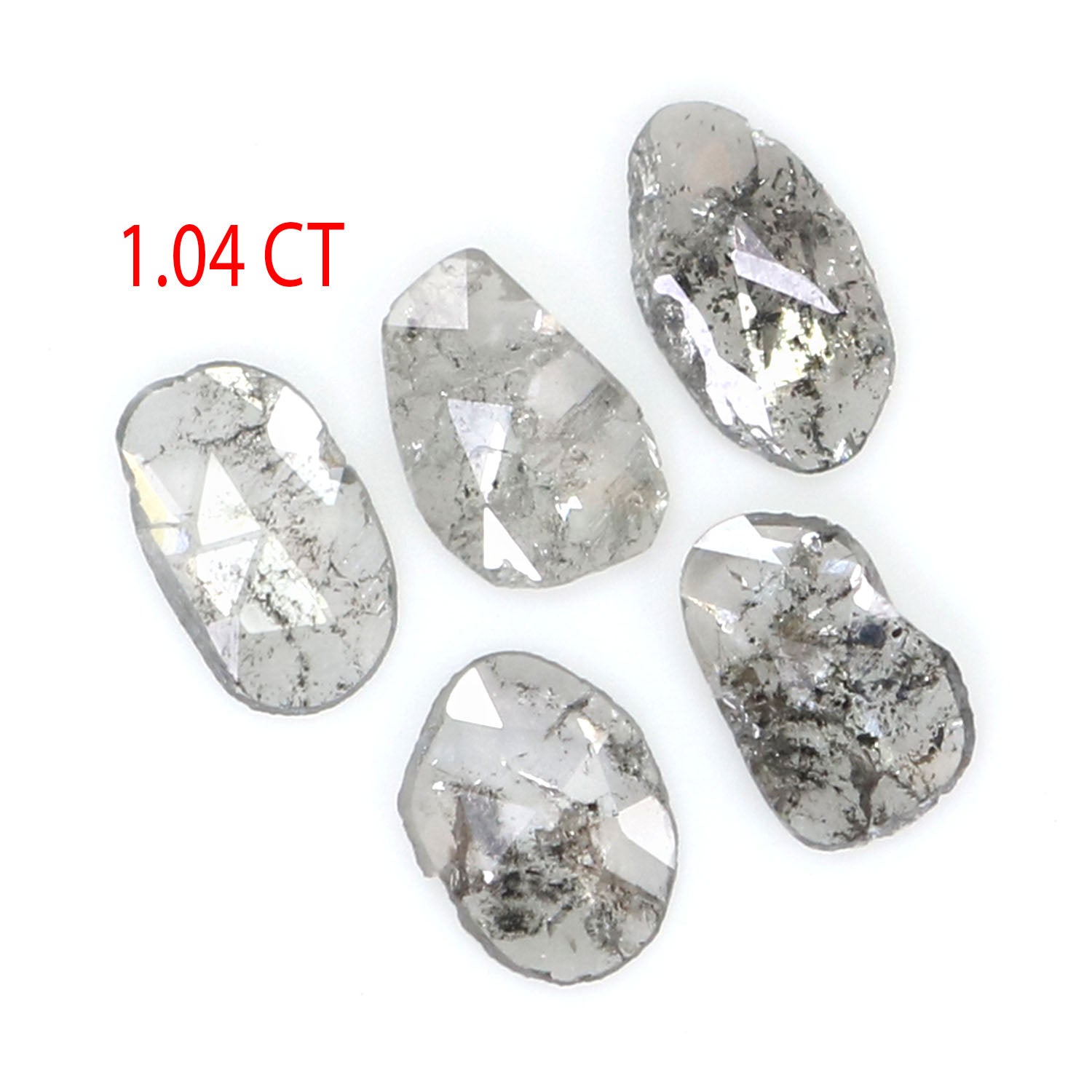 1.04 Ct Natural Loose Slice Shape Diamond Salt And Pepper Slice Cut Diamond 5.50 MM Natural Black Grey Color Slice Rose Cut Diamond LQ2520