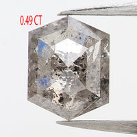0.49 CT Natural Loose Diamond, Hexagon Cut Diamond, Salt and Pepper Diamond, Black Diamond, Grey Diamond, Rustic Rose Cut Diamond KDL493