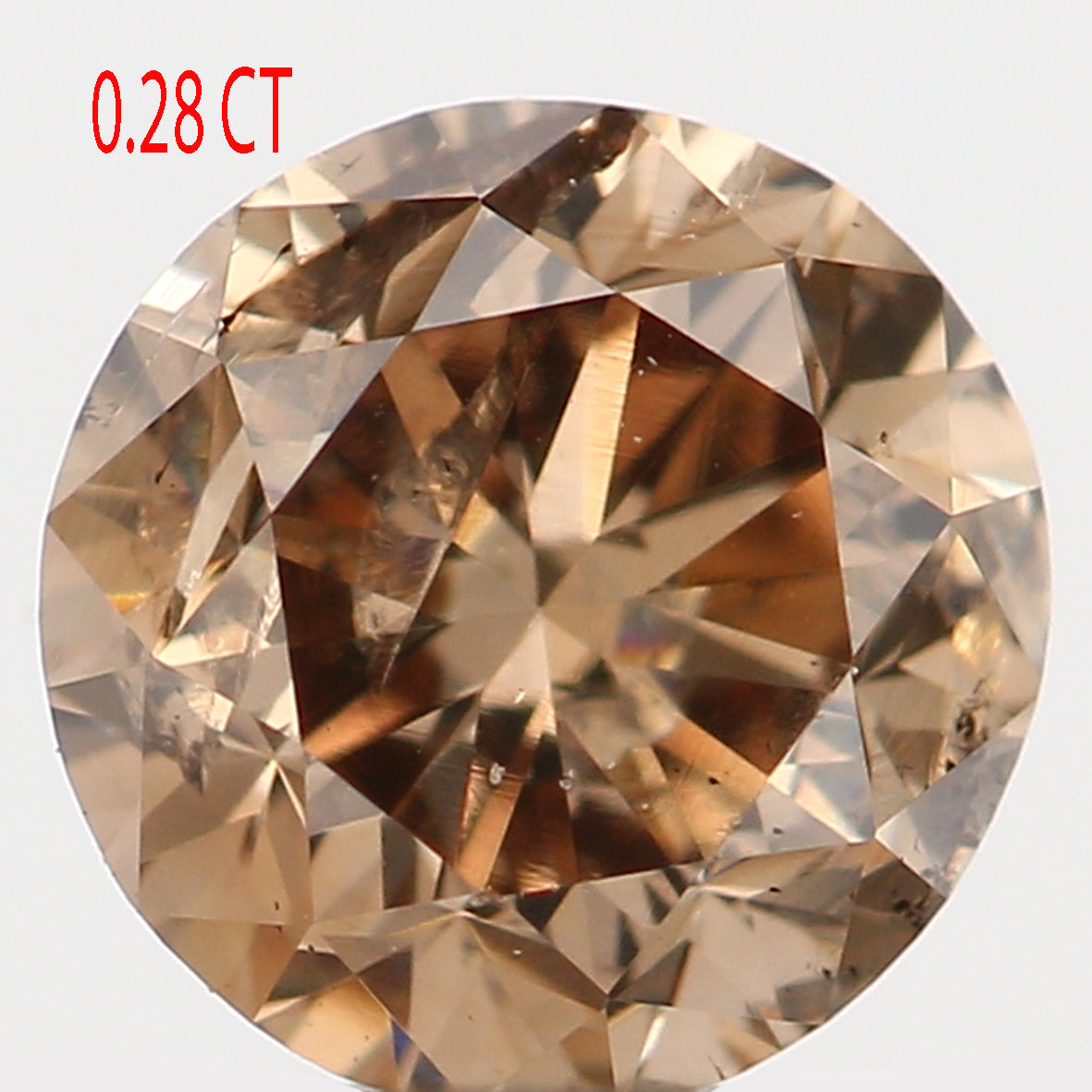 0.28 Ct Natural Loose Diamond, Orange Diamond, Round Diamond, Round Brilliant Cut Diamond, Sparkling Diamond, Rustic Diamond KR2294