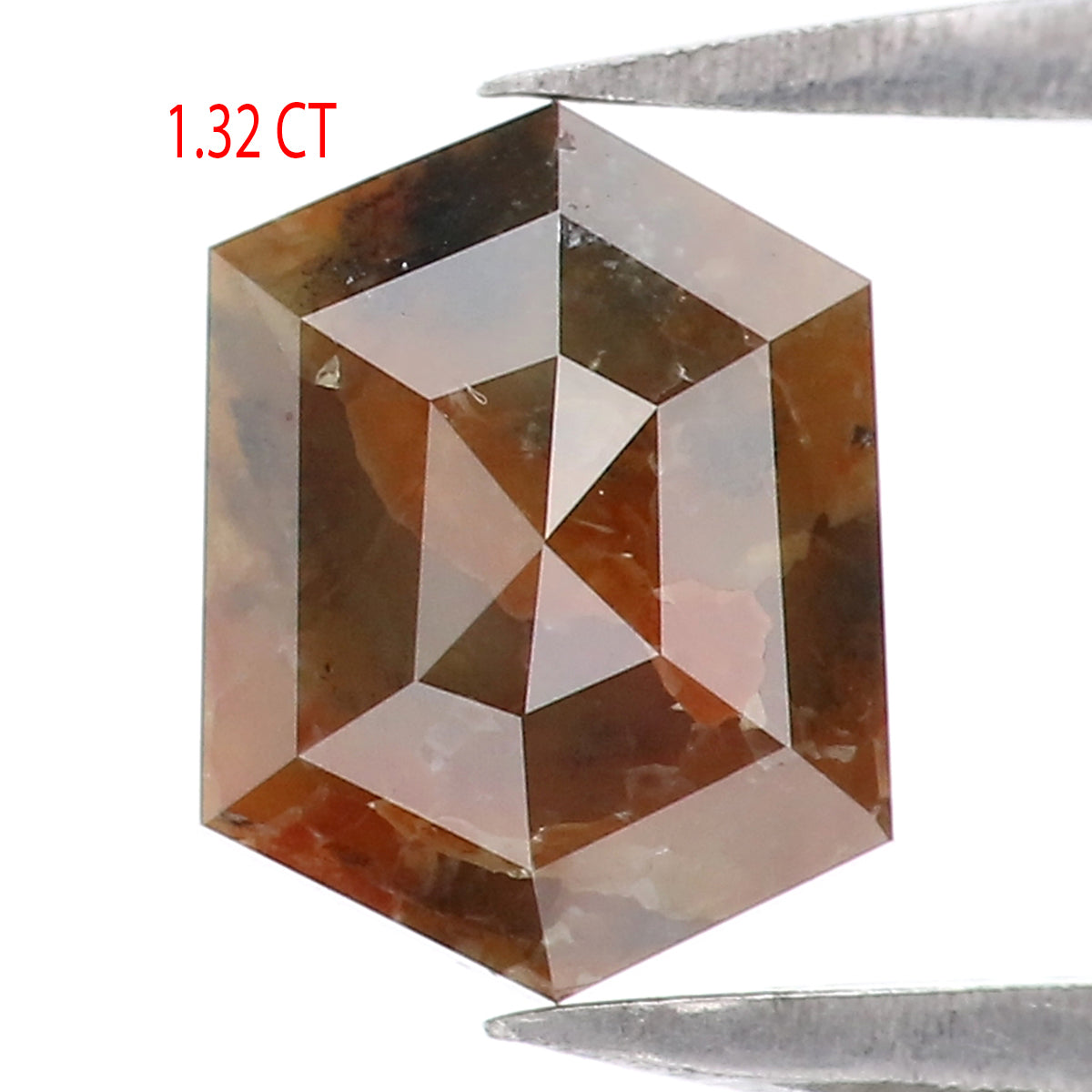 Natural Loose Hexagon Brown Color Diamond 1.32 CT 7.47 MM Hexagon Shape Rose Cut Diamond KR2522