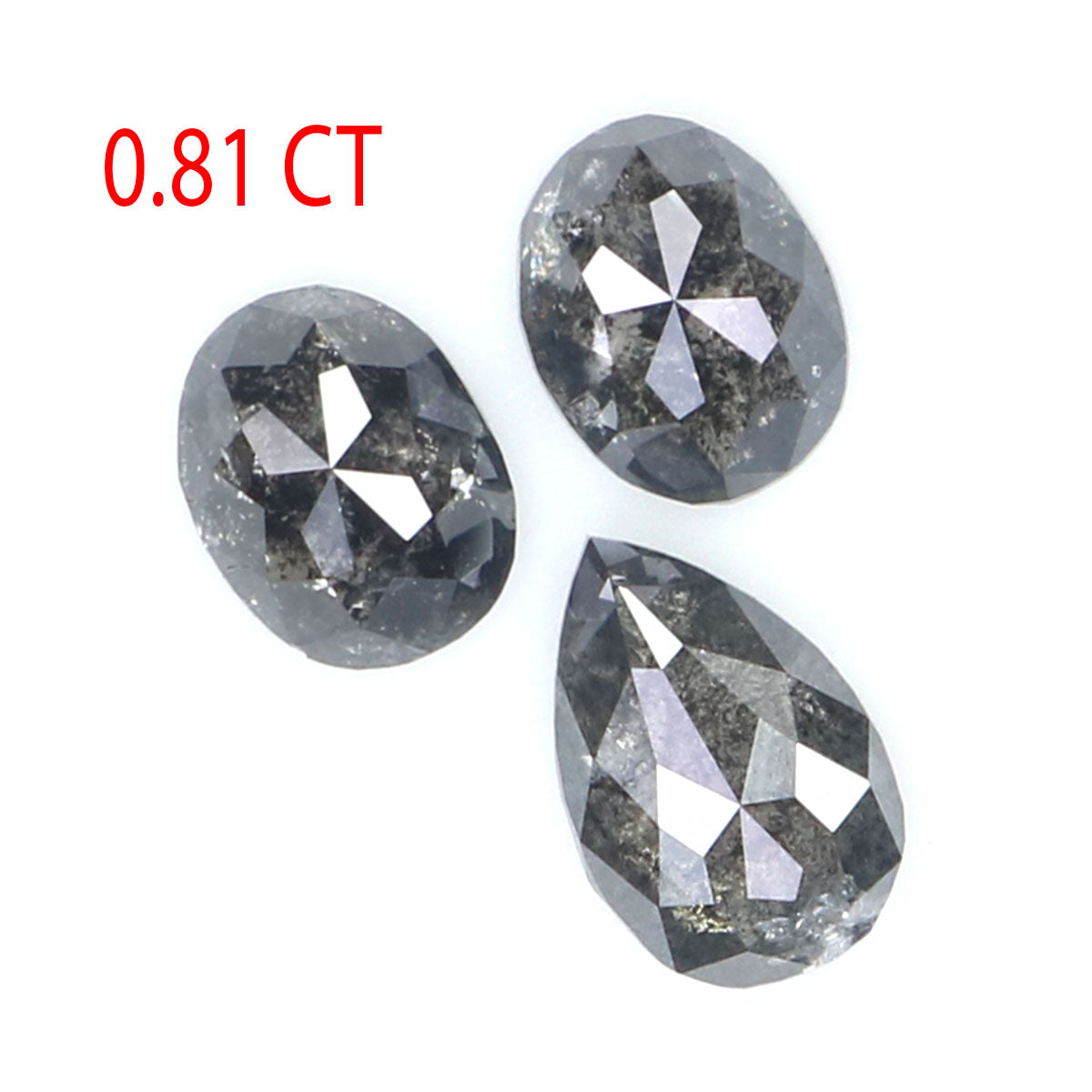 Natural Loose Mix Shape Salt And Pepper Diamond Black Grey Color 0.81 CT 4.46 MM Mix Shape Rose Cut Diamond KDL2446