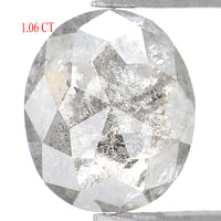 Natural Loose Oval Salt And Pepper Diamond Black Grey Color 1.06 CT 6.55 MM Oval Shape Rose Cut Diamond KDL1791