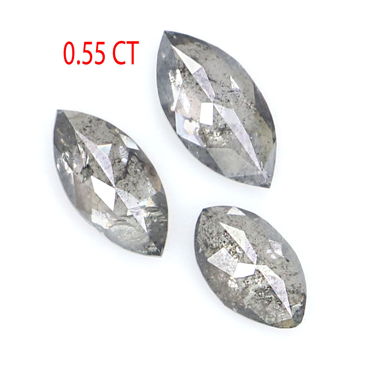 0.55 CT Natural Loose Marquise Shape Diamond Salt And Pepper Marquise Cut Diamond 4.80 MM Black Grey Color Marquise Rose Cut Diamond QL2458