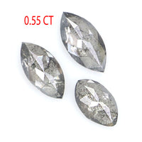Natural Loose Marquise Salt And Pepper Diamond Black Grey Color 0.55 CT 4.81 MM Marquise Shape Rose Cut Diamond KDL2458