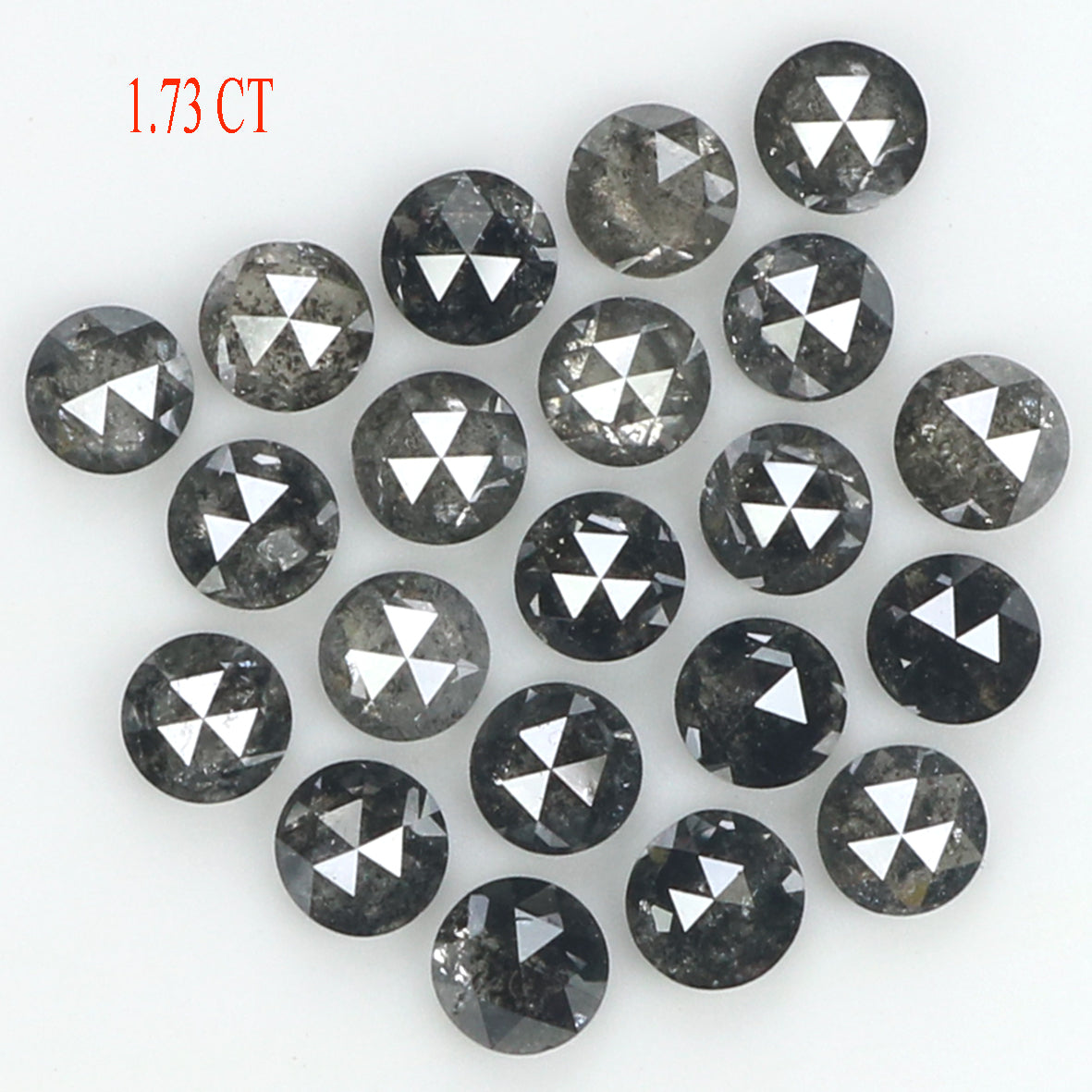 1.73 Ct Natural Loose Round Rose Cut Diamond Salt And Pepper Round Diamond 2.60 MM Natural Black Grey Color Round Rose Cut Diamond LQ1819