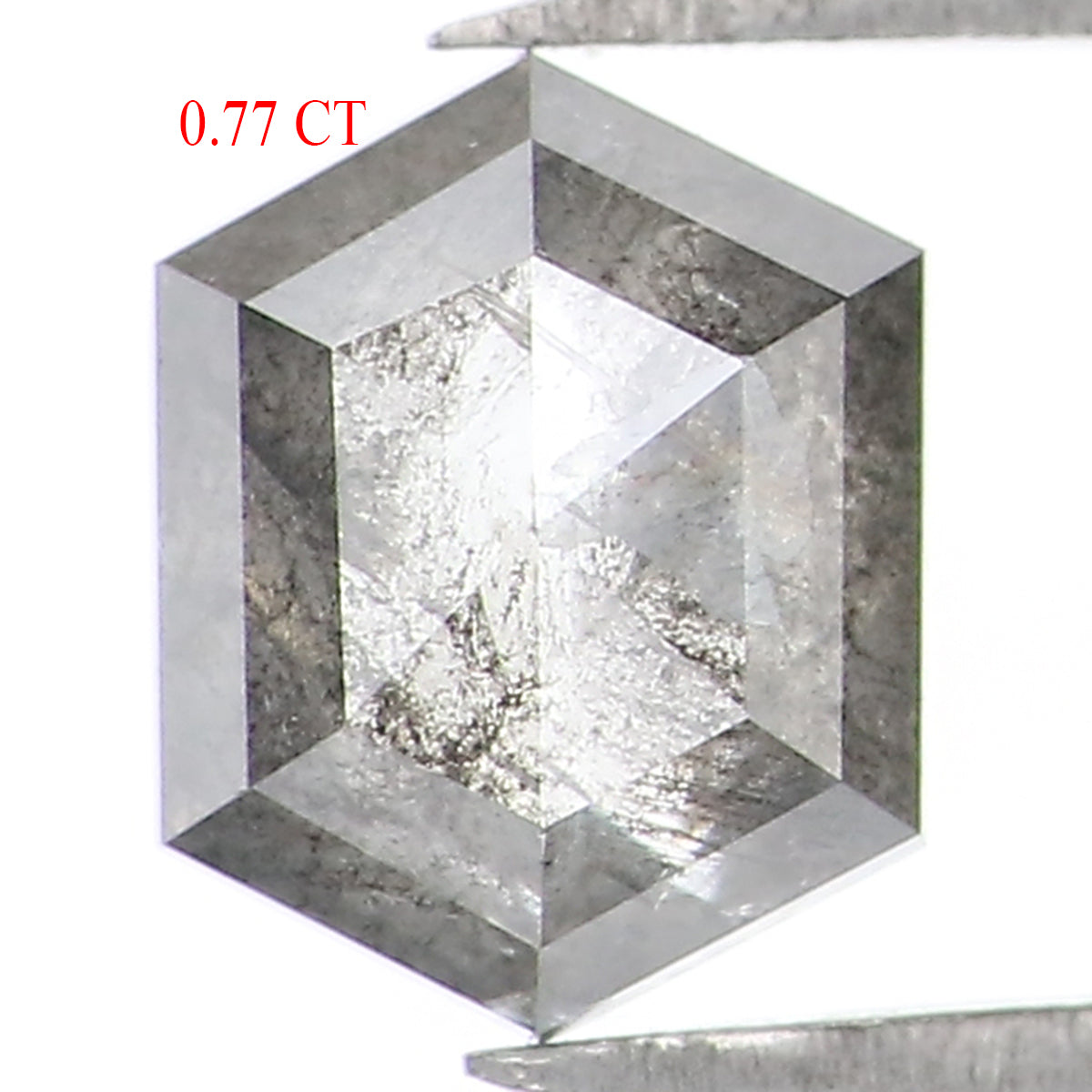 Natural Loose Hexagon Salt And Pepper Diamond Black Grey Color 0.77 CT 6.30 MM Hexagon Shape Rose Cut Diamond L1541