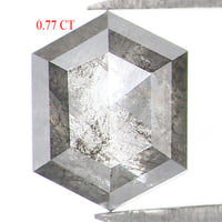 Natural Loose Hexagon Salt And Pepper Diamond Black Grey Color 0.77 CT 6.30 MM Hexagon Shape Rose Cut Diamond L1541