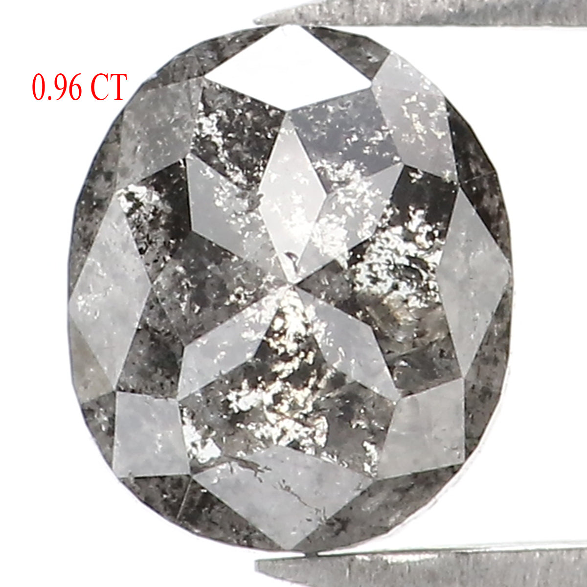 Natural Loose Oval Salt And Pepper Diamond Black Grey Color 0.96 CT 6.40 MM Oval Shape Rose Cut Diamond L1328